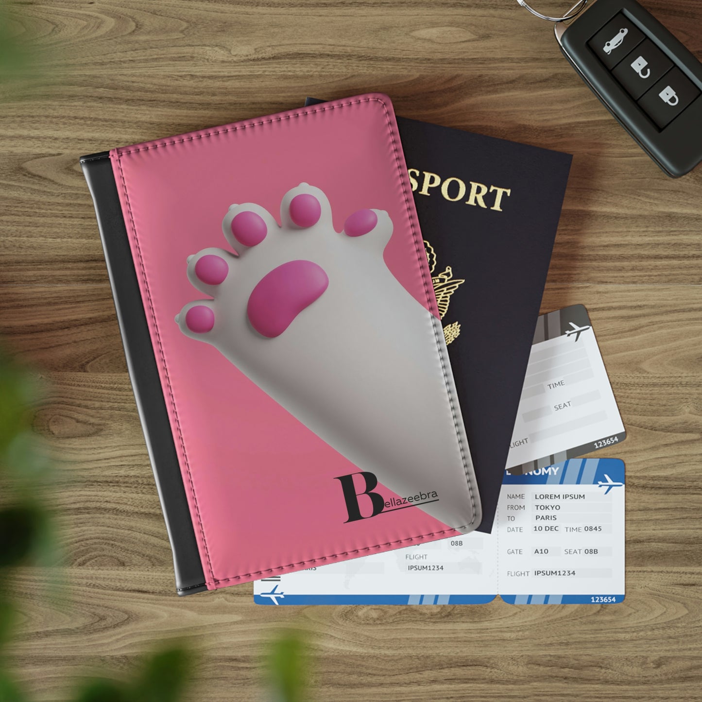 BELLAZEEBRA Passport Cover with pet paw and pink background