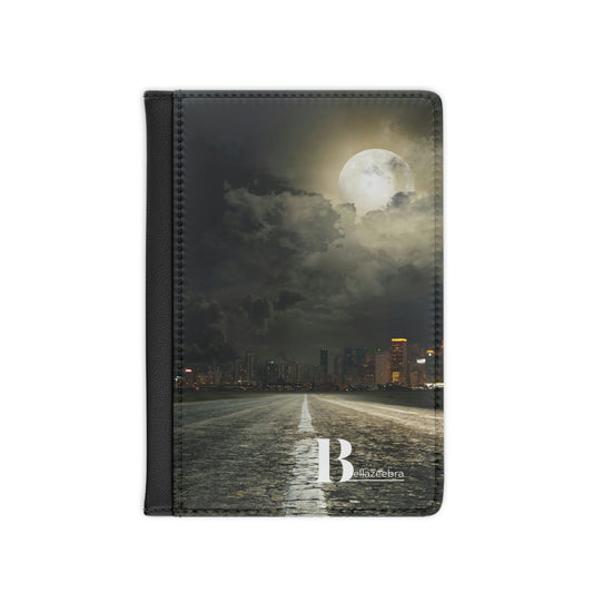 BELLAZEEBRA Passport Cover with moon and empty street design