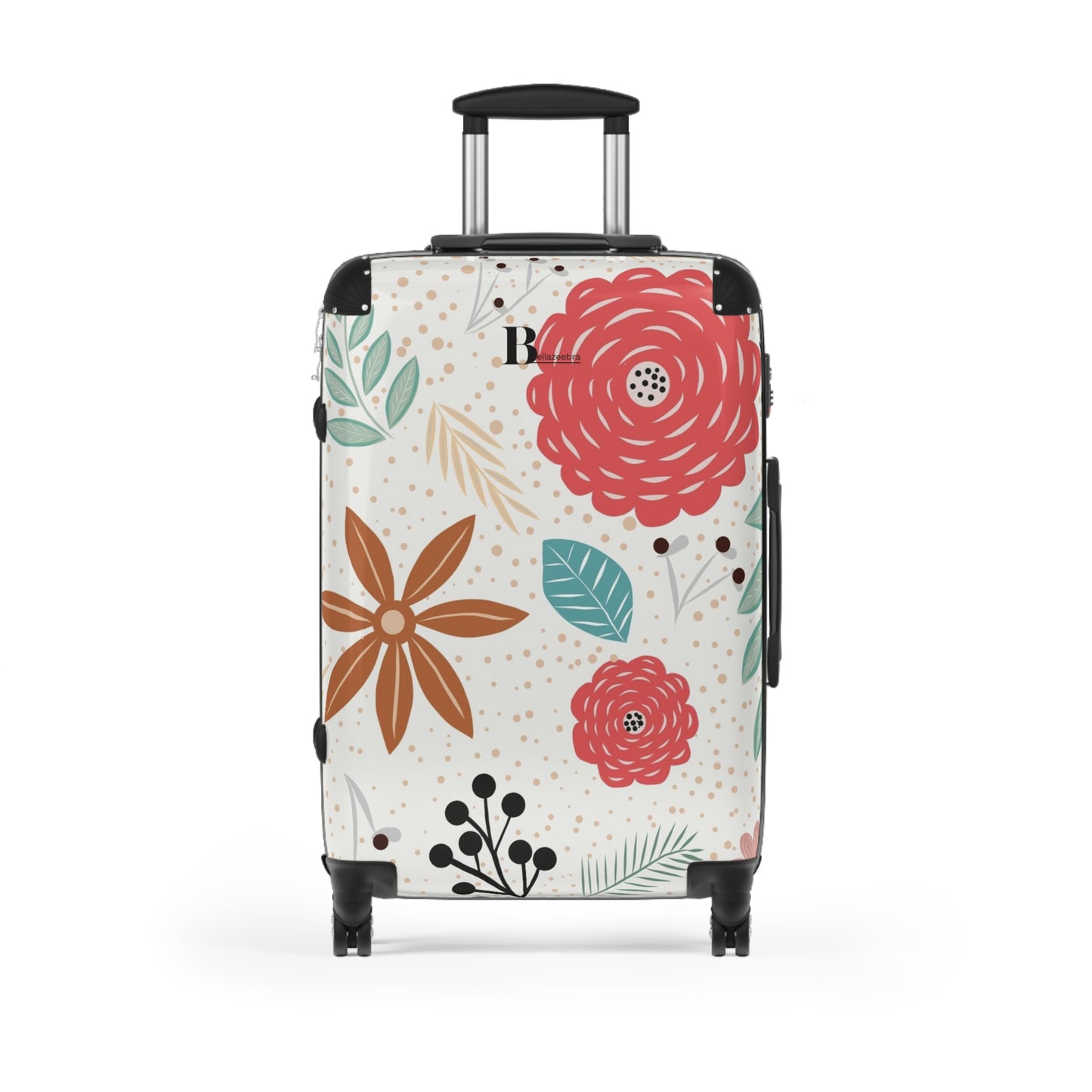 BELLAZEEBRA Customized hard-shell suitcases with whimsical flower prints on white background