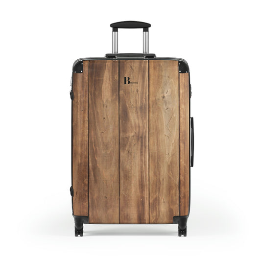 Customized hard-shell suitcases in wood planks design
